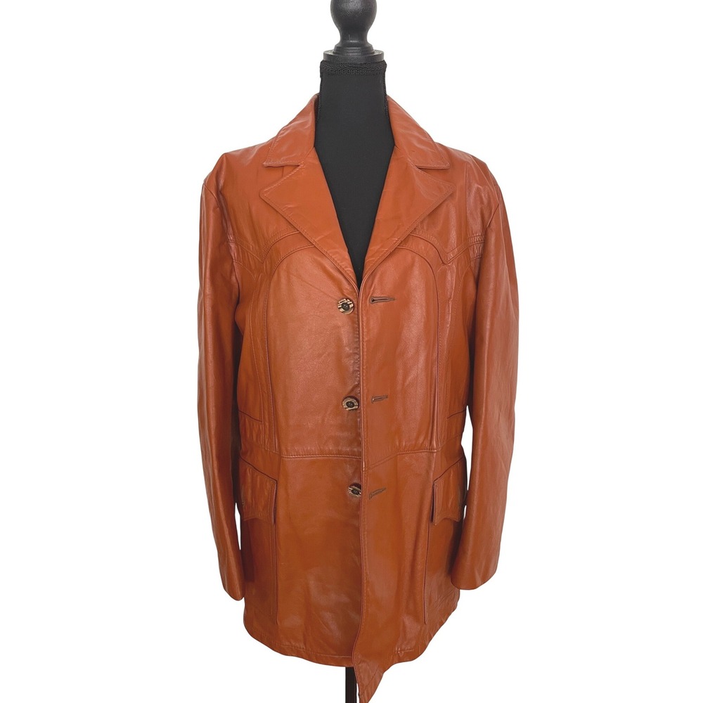 Joo-Kay Leather Jacket Mens 42 Tan Brown Natural Leather Vintage Western Coat